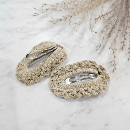 Tan Crocheted Hair Clips