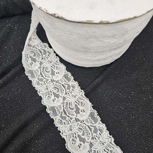 3" White Stretch Galloon Lace