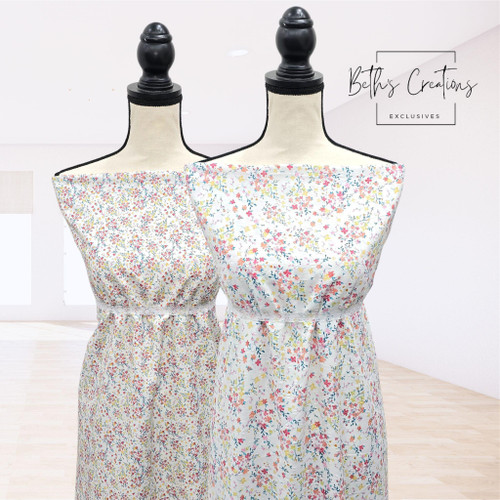 Beth's Exclusive Summer Floral Lightweight Pine Skin Fabric (sold by half yard)