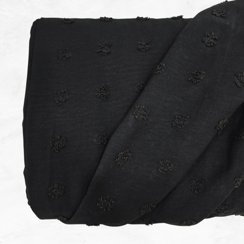 Black Penny Size Poly Swiss Dot Fabric