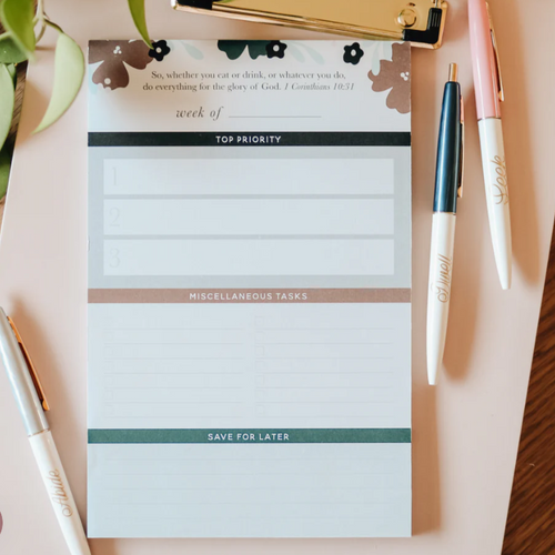 Teal Floral Weekly Tasks