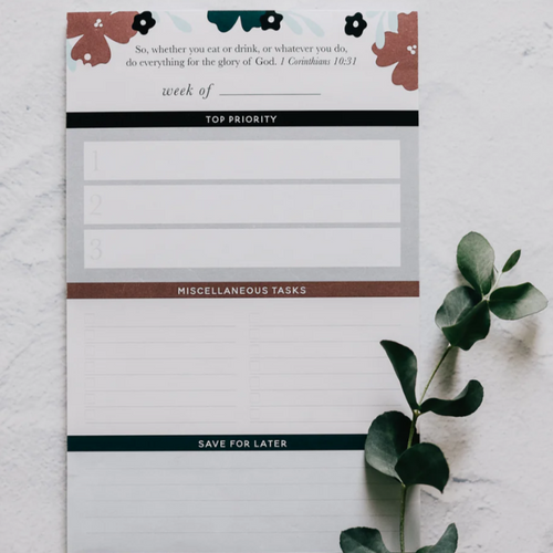 Teal Floral Weekly Tasks