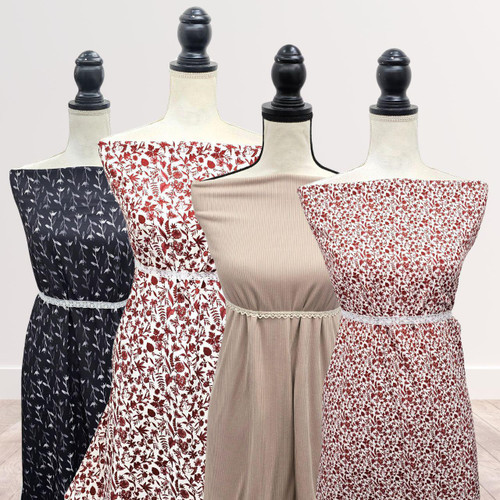 Scarlet Buds N Holly Woven Poly Fabric (sold by half yard)