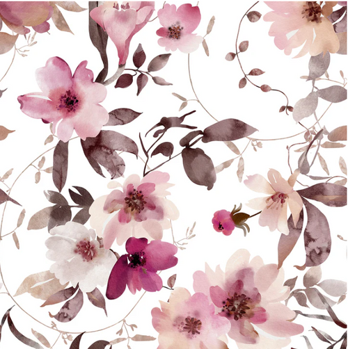 Mauve Floral Printed Queen-sized Fleece Blanket