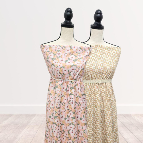 Pink Floral Fling Knit Swiss Dot Fabric (sold by half yard)