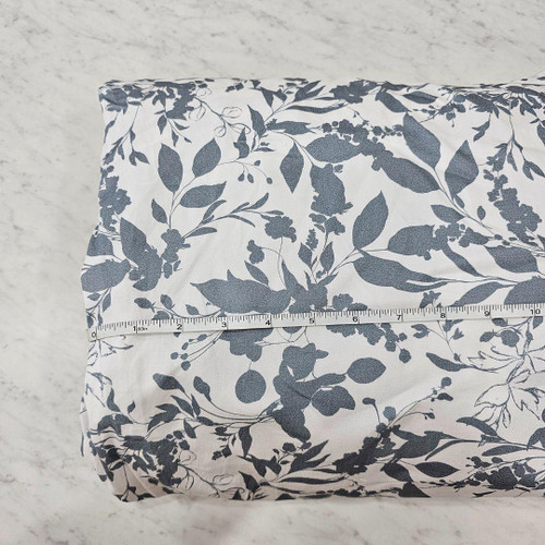 White And Blue Gray Leaf Print 100% Cotton Fabric (sold by half yard)