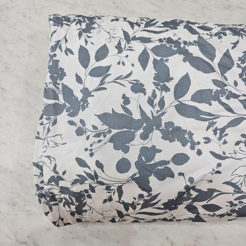 White And Blue Gray Leaf Print 100% Cotton Fabric (sold by half yard)
