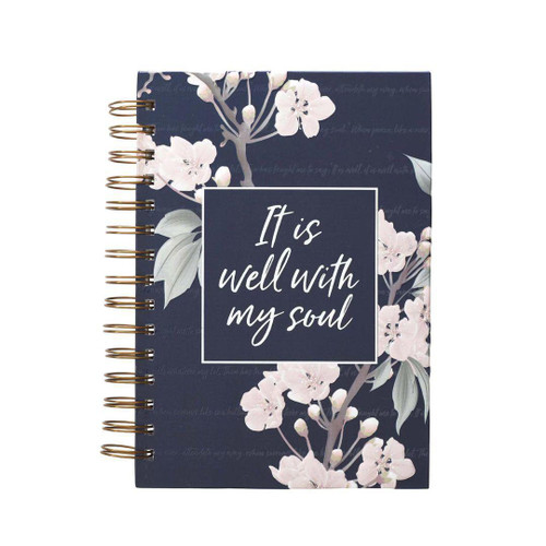 It Is Well Large Wirebound Journal in Navy