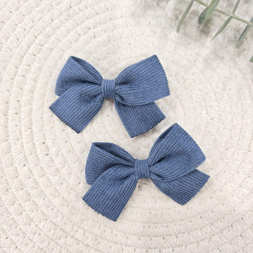 Blue Textured Bow Clip