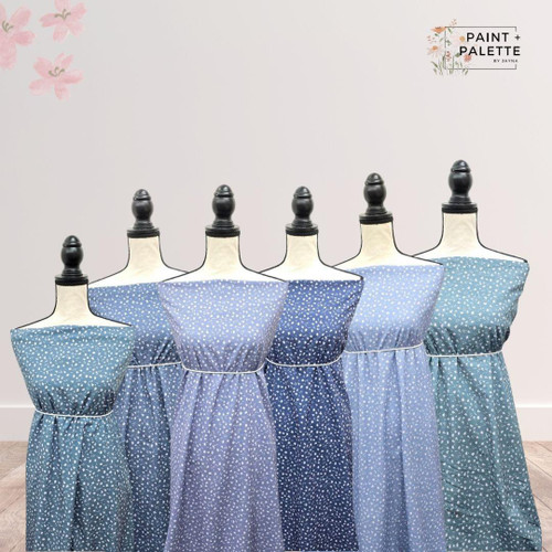 Beth's Exclusive Ditsy Dusty Blue Gentle Blossoms Cotton Spandex Fabric (sold by half yards)