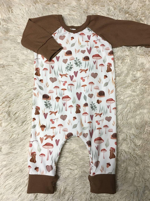 Mushrooms And Snails Cotton Gauze Fabric  (sold by half yard)