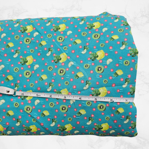 Girly Teal With Ditsy Lemons And Leaves Poly Swiss Dot Fabric (sold by half yard)