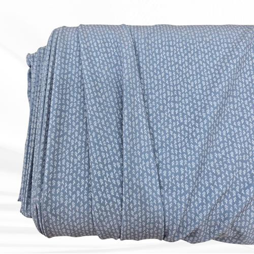 Deep Sea Dainty Sprigs 4 Way Stretch Crinkle Poly Fabric (sold by half yards)