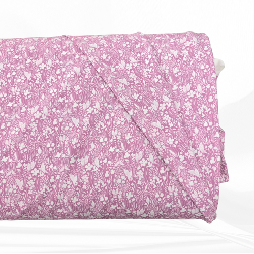 Petite Mauve Leafy Floral 4 Way Stretch Crinkle Poly Fabric (sold by half yards)