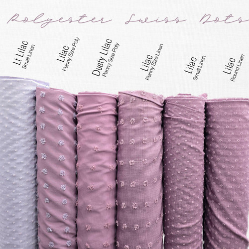 Lt. Lilac Small Linen Swiss Dot Fabric (sold by half yard)
