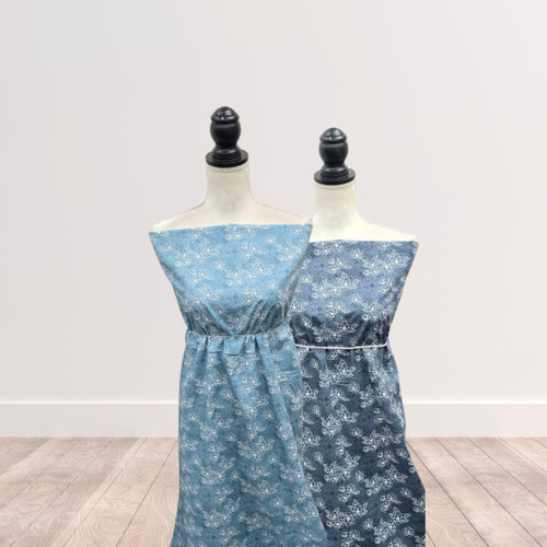 Aqua Peony Silhouettes Tropical Breeze Fabric (sold by half yards)