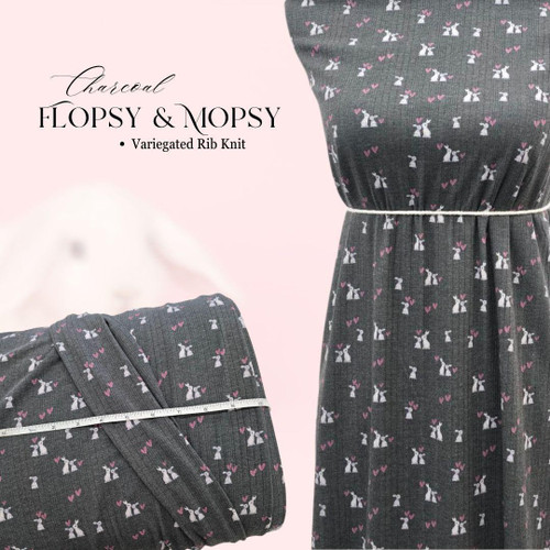 Charcoal Hopsy-Mopsy Variegated Rib Knit Fabric (sold by half yards)