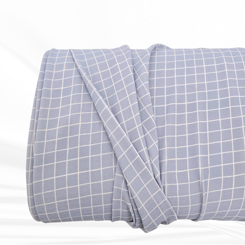Dusty Slate Farm House Plaid Airflow Poly Fabric (sold by half yard)