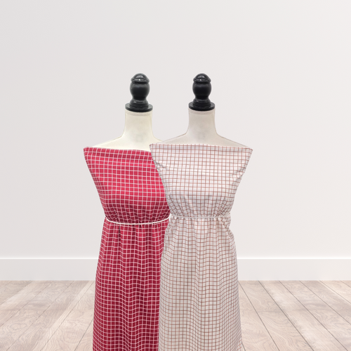 Cranberry Farmhouse Plaid Airflow Poly Fabric (sold by half yard)