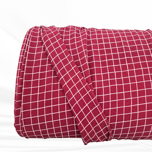 Cranberry Farmhouse Plaid Airflow Poly Fabric (sold by half yard)