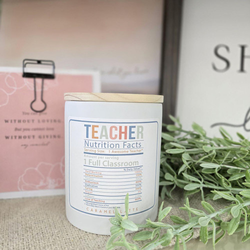 Teacher Nutrition Facts Candle