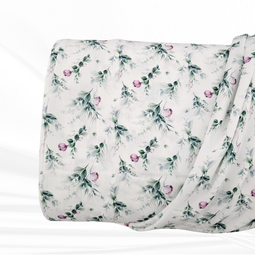 Purple Buds Crinkle Poly Fabric (sold by half yards)