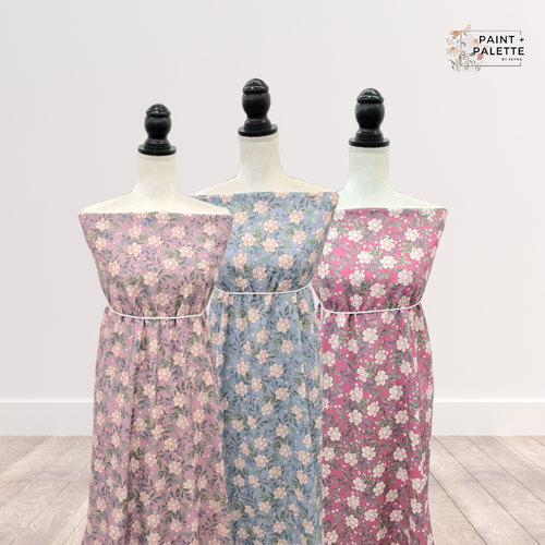 Beth's Exclusive Mauve with Peach Floral and Sprigs Knit Swiss Dot Fabric (sold by half yards)