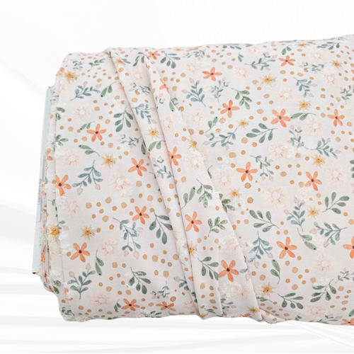 Beth's Exclusive Southern Summer Floral Penny Size Linen Swiss Dot Fabric (sold by half yards)