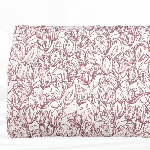 Plum Tulips Penny Size Poly Swiss Dot Fabric (sold by half yard)