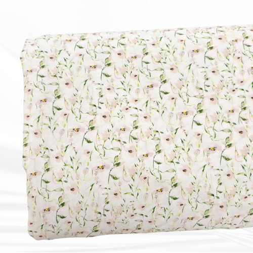 Small Pink Pansy Vines Airflow Poly Fabric (sold by half yard)