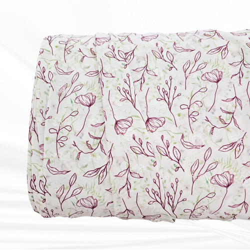 Beth's Exclusive Magenta and Sage Sprigs Penny Size Poly Swiss Dot Fabric (sold by half yards)