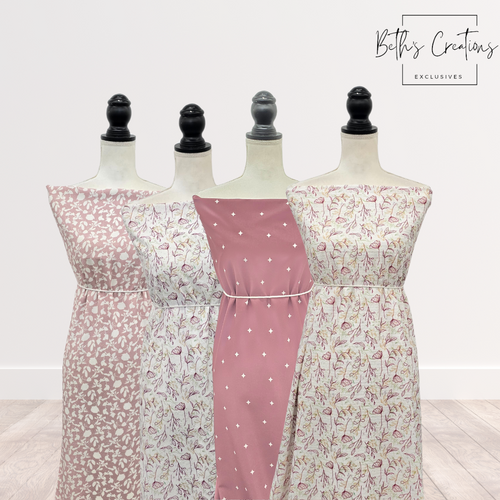 Beth's Exclusive Magenta and Gold Sprigs Penny Size Poly Swiss Dot Fabric (sold by half yards)