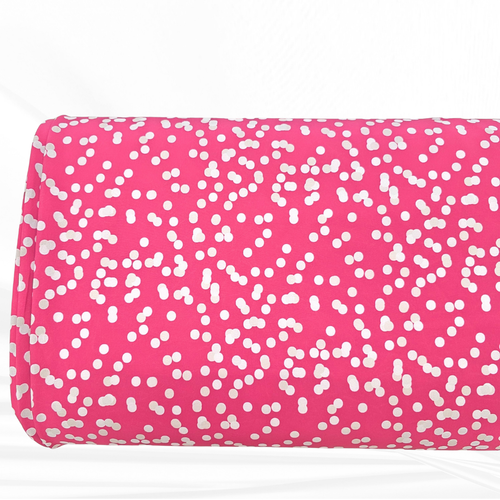 Red with White Dots 4 Way Stretch Crinkle Poly Fabric (sold by half yards)