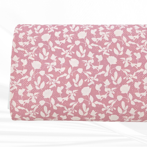 Dusty Rose Muted Floral Round Poly Swiss Dot Fabric (sold by half yards)