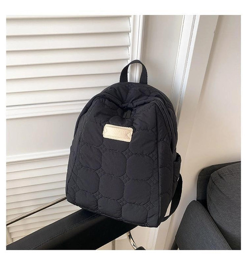 Black Casual Puffer Backpack