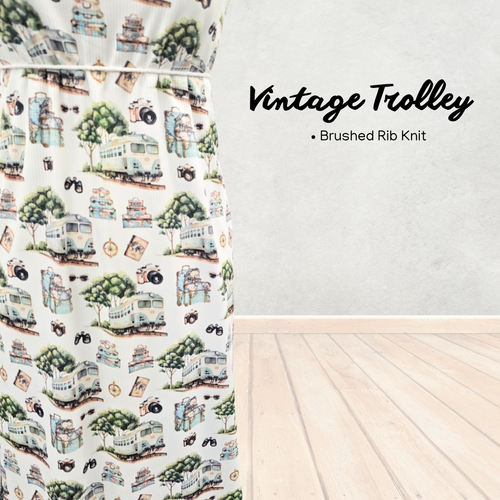 Vintage Trolley Brushed Rib Knit Fabric (sold by half yards)