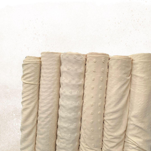 Beige Penny Size Poly Swiss Dot Fabric (Sold by half yards)