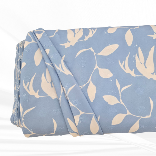 Sky Blue Tropical Shadows Penny Size Linen Swiss Dot Fabric (sold by half yards)