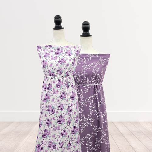 Beth's Exclusive Blush and Mauve Roses Penny Size Linen Swiss Dot Fabric (sold by half yards)