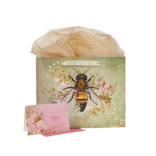 Faith Bee Green Large Landscape Gift Bag with Card Set