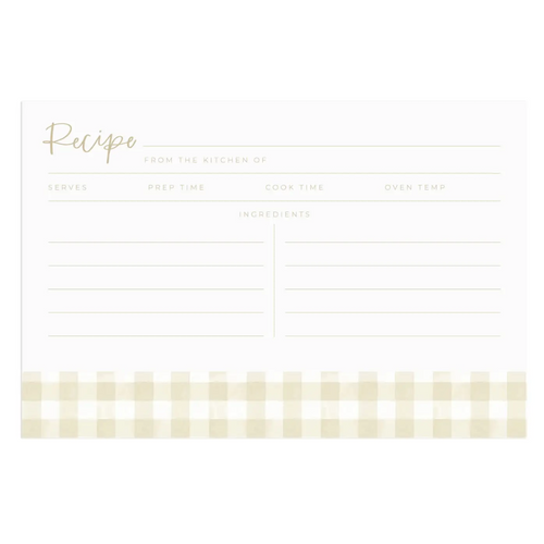Beige Gingham Recipe Cards