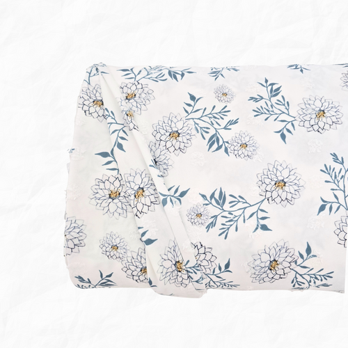Beth's Exclusive Daisies Penny Size Linen Swiss Dot Fabric (sold by half yards)