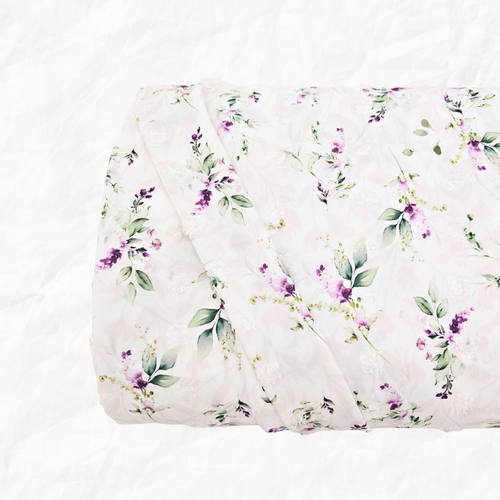 Beth's Exclusive Lilac Bunches Penny Size Linen Swiss Dot Fabric (sold by half yards)