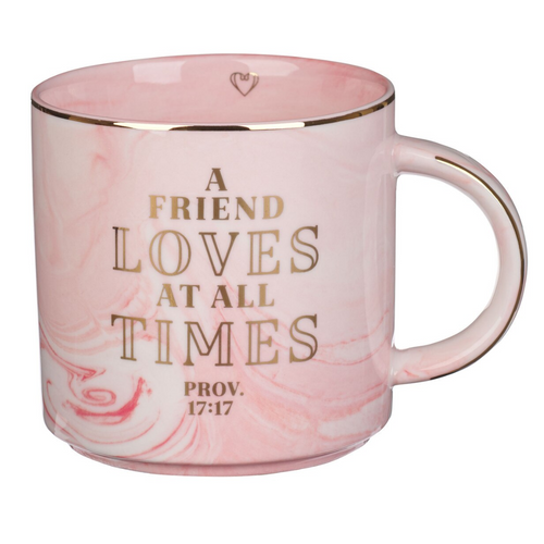 A Friend Loves at all Times Pink Coffee Mug