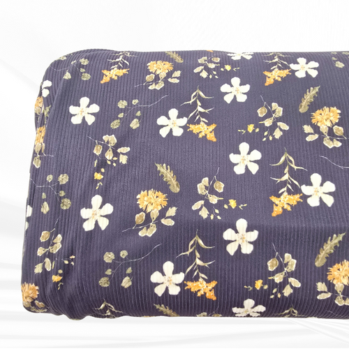 Beth's Exclusive Navy Autumn Splendor Brushed Rib Knit Fabric (Sold by half yards)