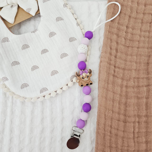 Cow w/Purple Bow Nippy Clip