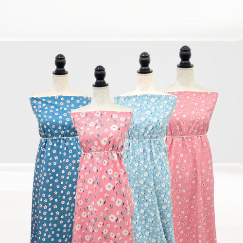 Beth's Exclusive Pink With Flowers And Leaves 4 Way Stretch Crinkle Poly (sold by half yards)