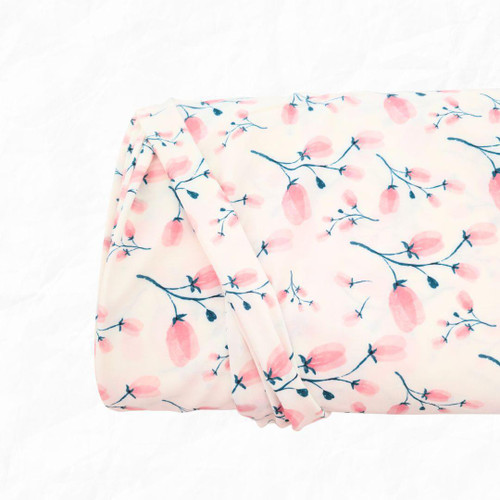 Beth's Exclusive Pink Floral 4 Way Stretch Crinkle Poly Fabric (sold by half yards)