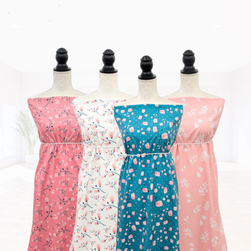 Beth's Exclusive Peach Fronds 4 Way Stretch Crinkle Poly Fabric (sold by half yards)