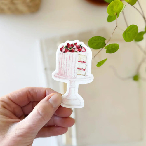 Pink Cake Waterproof Sticker